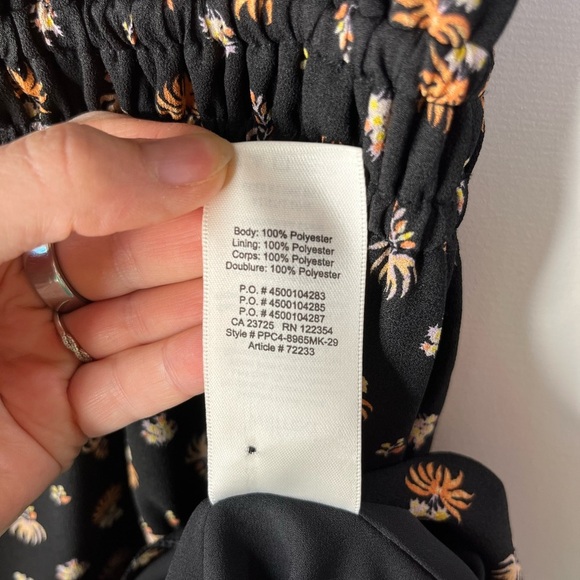 Aritzia Wilfred XXS Black Floral Halter Mini Dress Fairycore Coquette Chic Aline - Picture 10 of 10